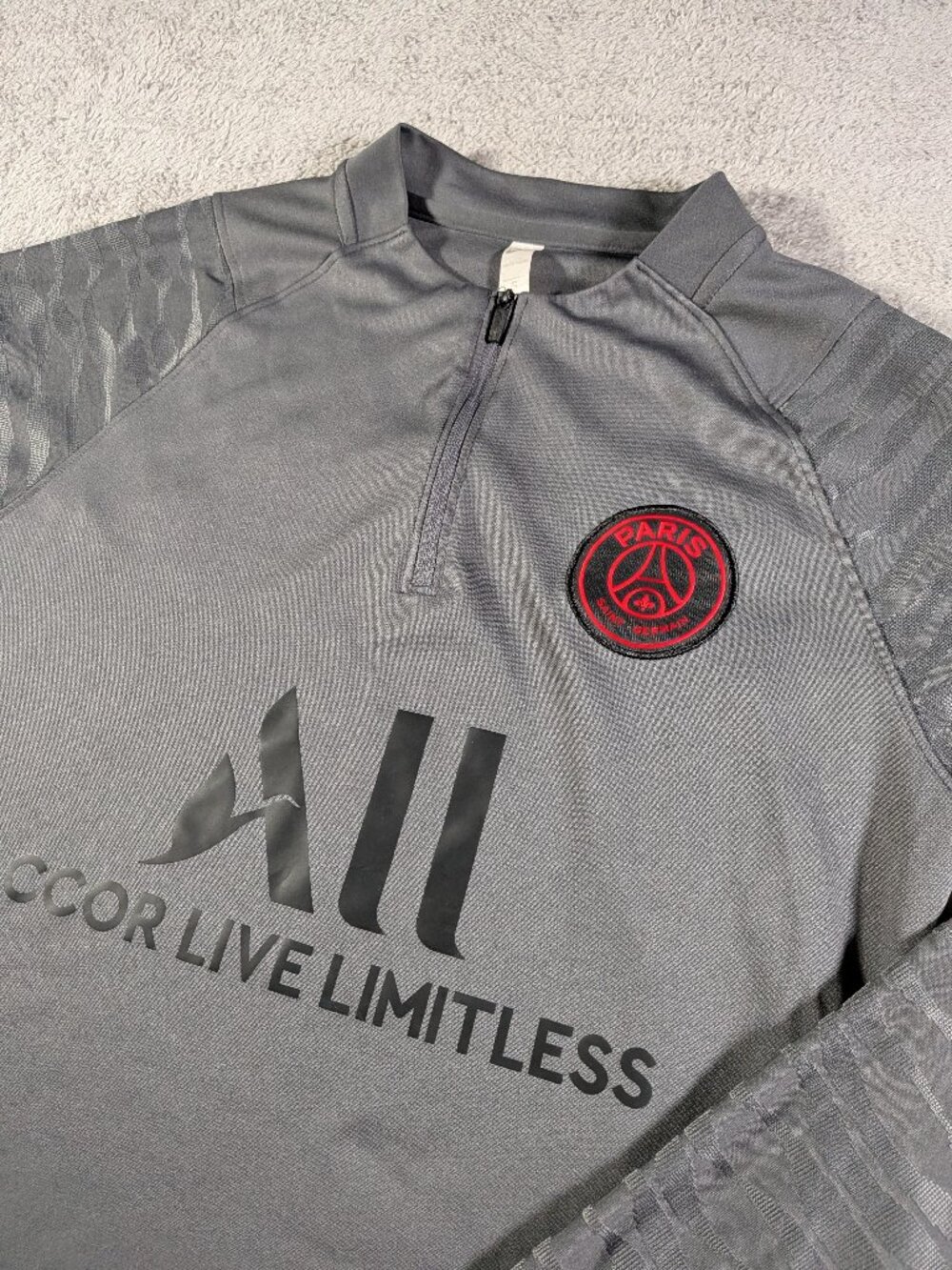 Nike PSG Paris Saint-Germain Grey S 1/4 Zip Training Top